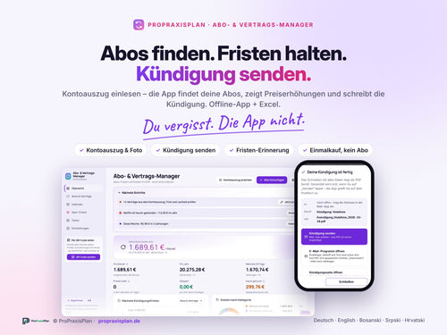 Abo- und Vertrags-Manager – Abos finden, Fristen halten, Kündigung senden