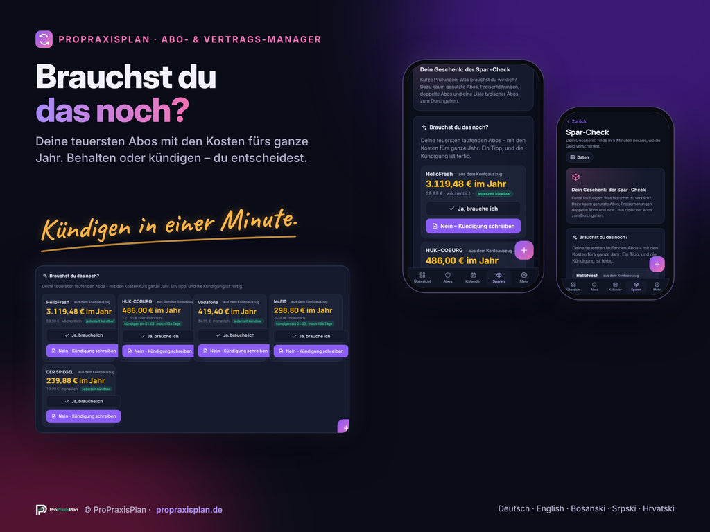 Abo- und Vertrags-Manager – Geschenk: der Spar-Check „Brauchst du das noch?“