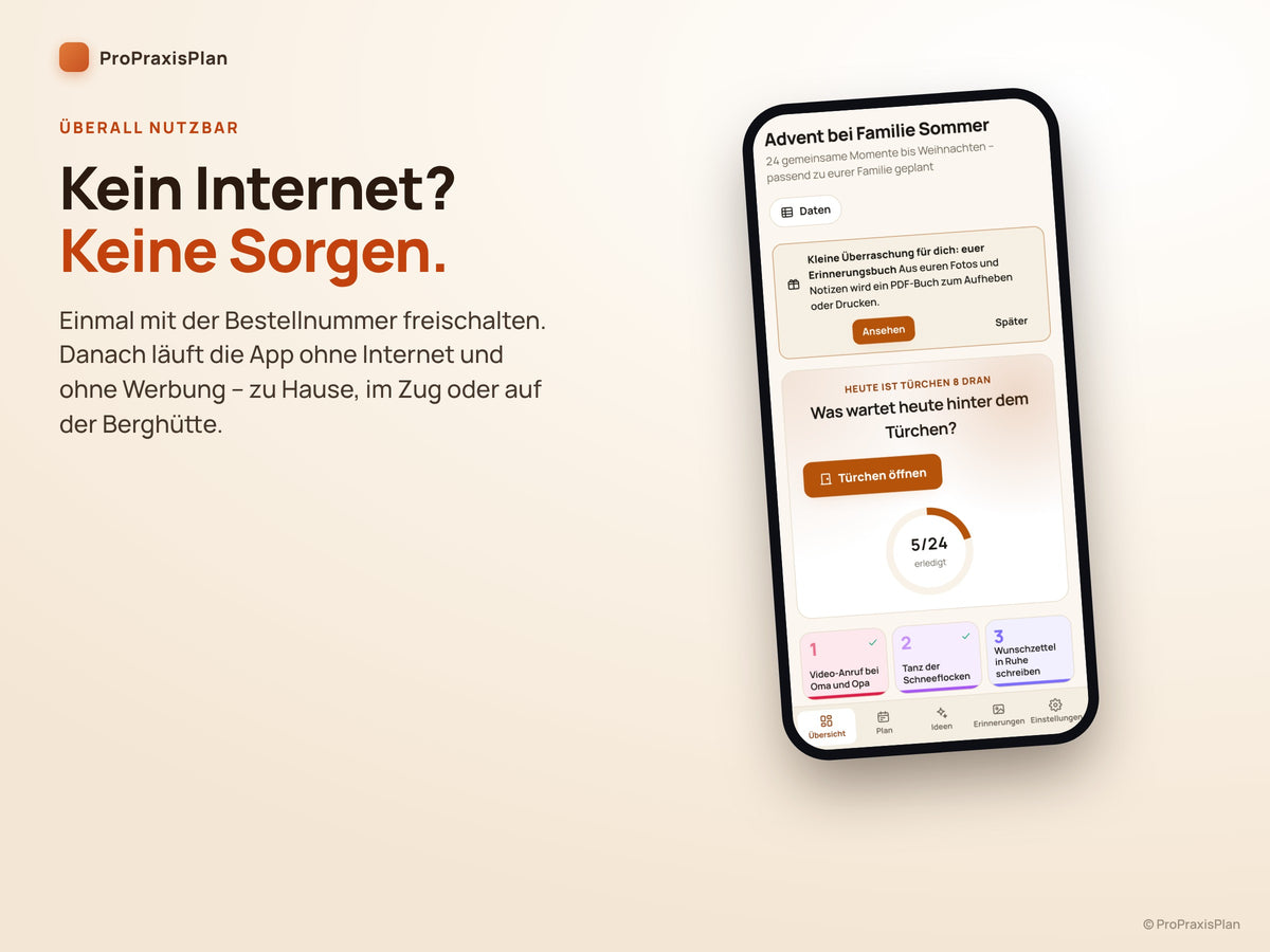Advent-Aktivitätskalender – funktioniert ohne Internet und ohne Werbung