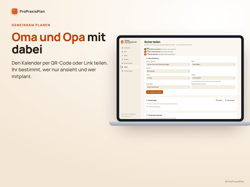 Advent-Aktivitätskalender – mit Oma und Opa per QR-Code oder Link gemeinsam planen