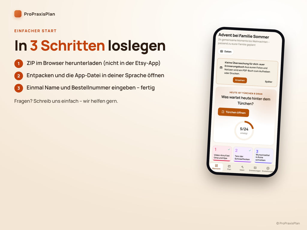 Advent-Aktivitätskalender – in 3 Schritten loslegen: herunterladen, öffnen, freischalten