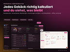 Home-Bäckerei Studio – jedes Gebäck richtig kalkuliert, heller und dunkler Modus