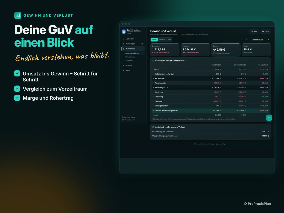 Gewinn-Manager – Deine GuV auf einen Blick