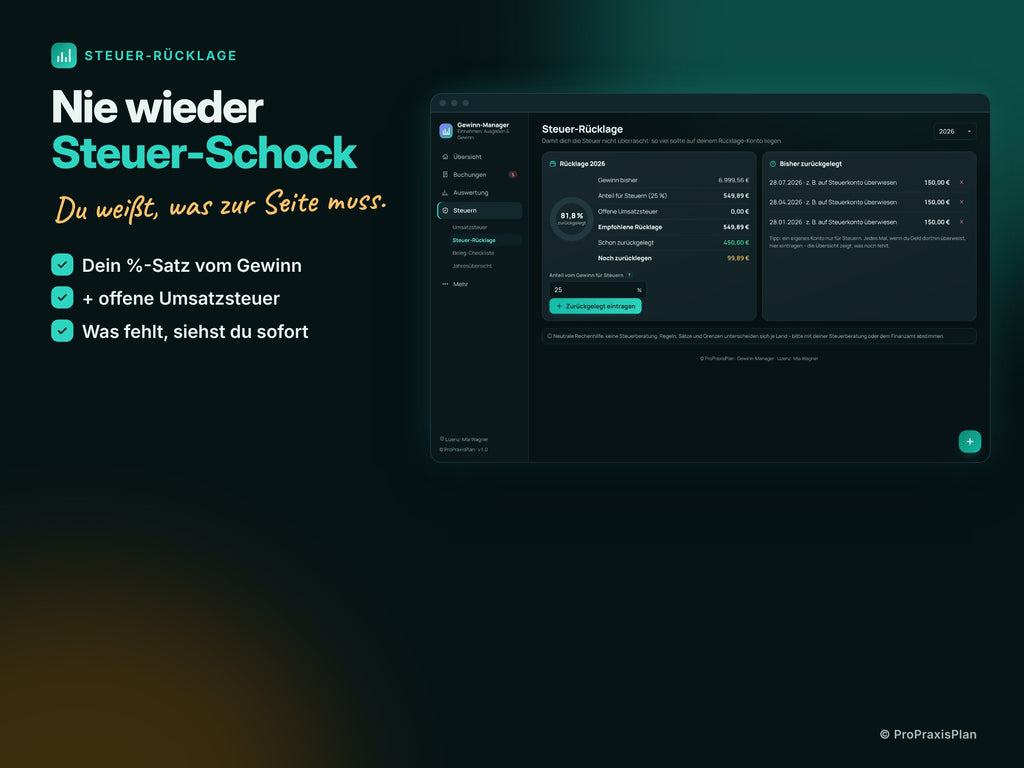 Gewinn-Manager – Nie wieder Steuer-Schock
