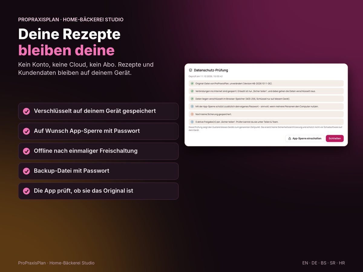 Home-Bäckerei Studio – deine Rezepte bleiben deine