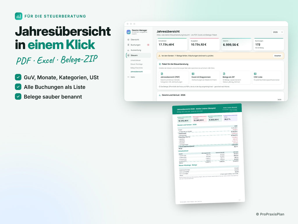 Gewinn-Manager – Jahresübersicht in einem Klick