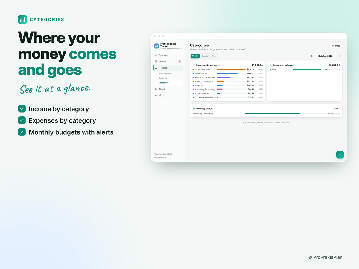 Profit and Loss Tracker – Where your money comes and goes