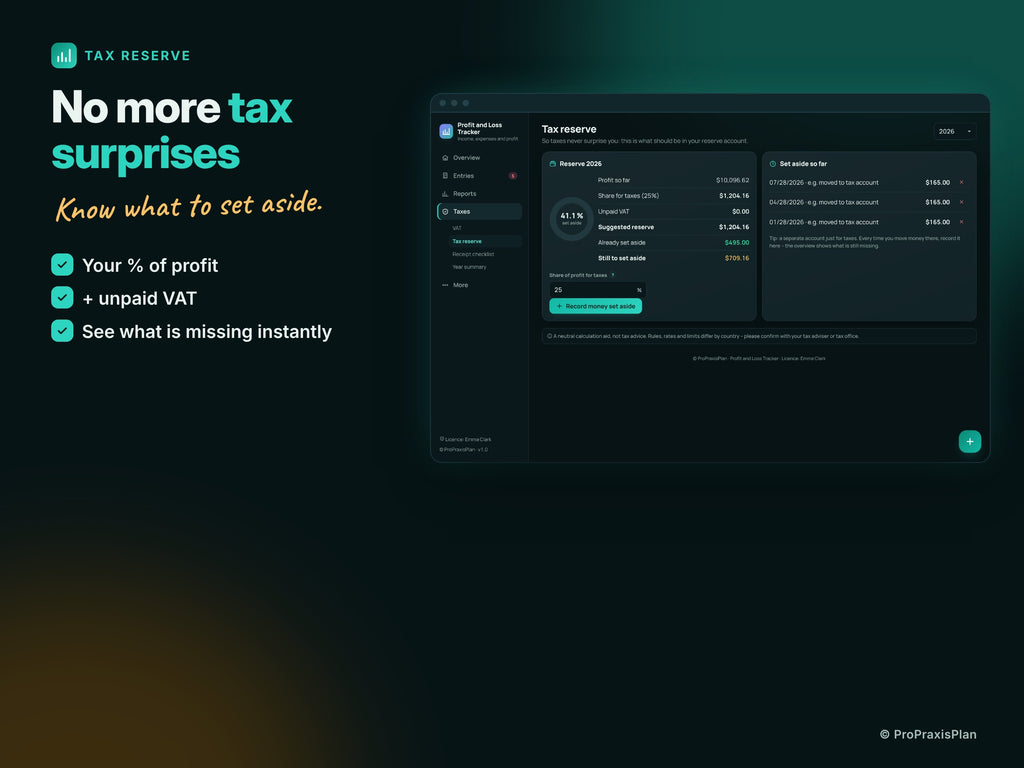 Profit and Loss Tracker – No more tax surprises