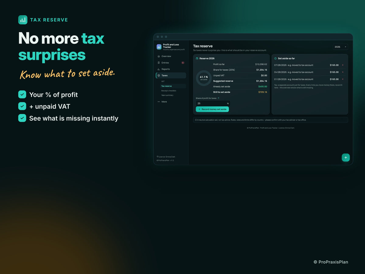 Profit and Loss Tracker – No more tax surprises