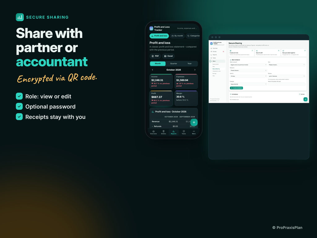 Profit and Loss Tracker – Share with partner or accountant