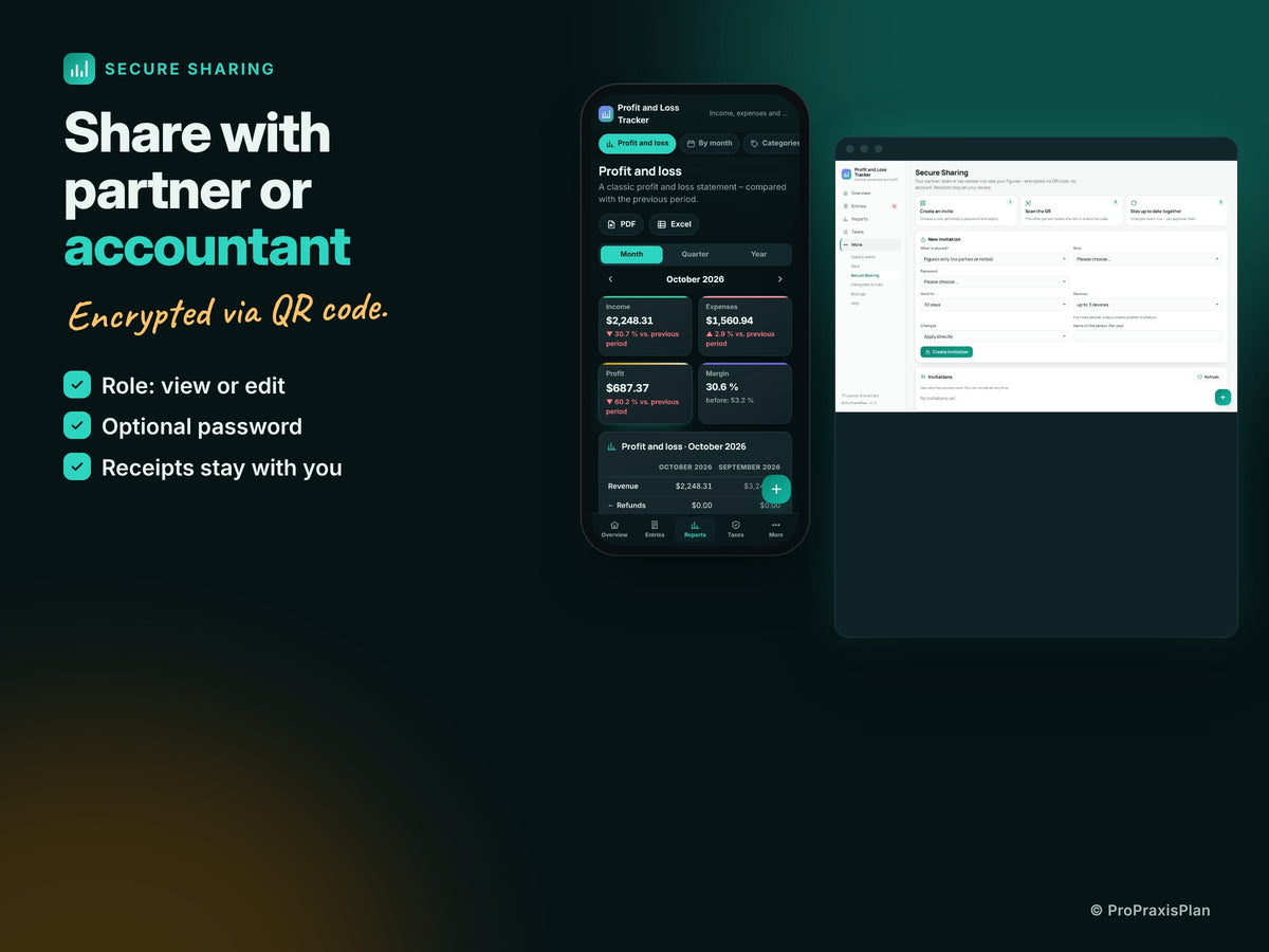 Profit and Loss Tracker – Share with partner or accountant