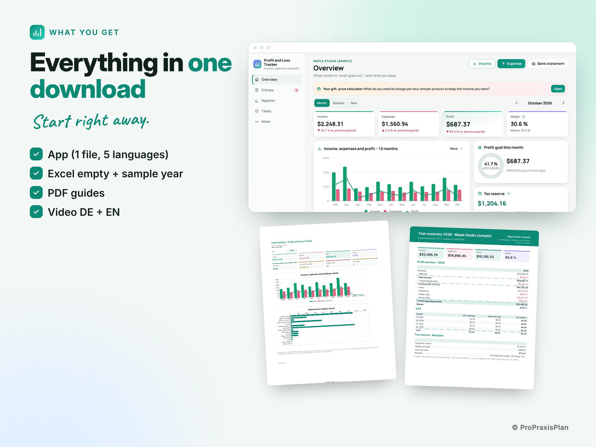Profit and Loss Tracker – Everything in one download