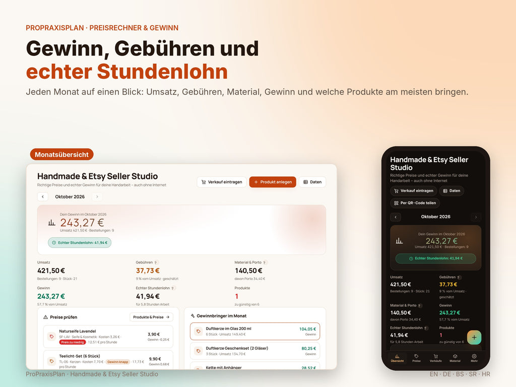 Seller Studio – Gewinn, Gebühren und echter Stundenlohn