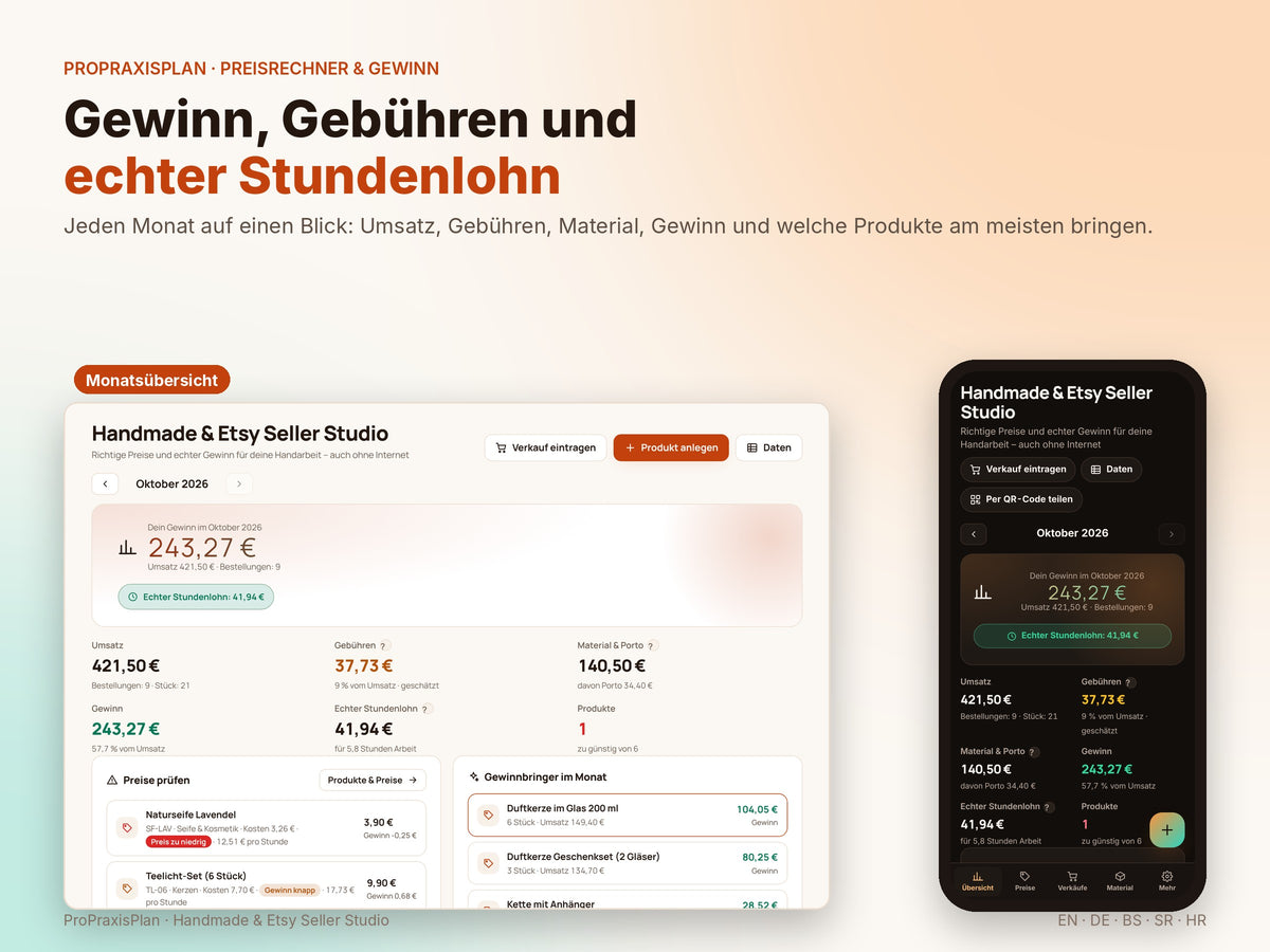 Seller Studio – Gewinn, Gebühren und echter Stundenlohn