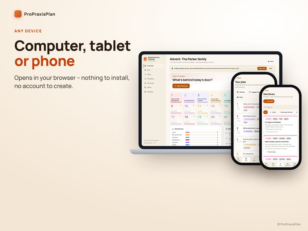 Advent Activity Calendar – runs in the browser on computer, tablet and phone