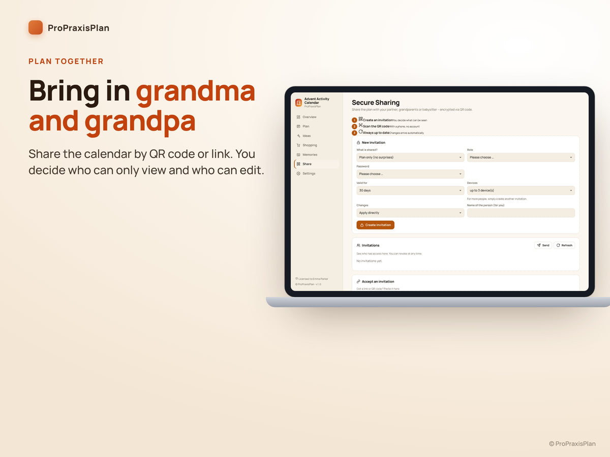 Advent Activity Calendar – plan together with grandma and grandpa via QR code or link