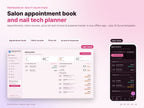 Beauty Salon Studio – appointment book and nail tech planner, light and dark mode