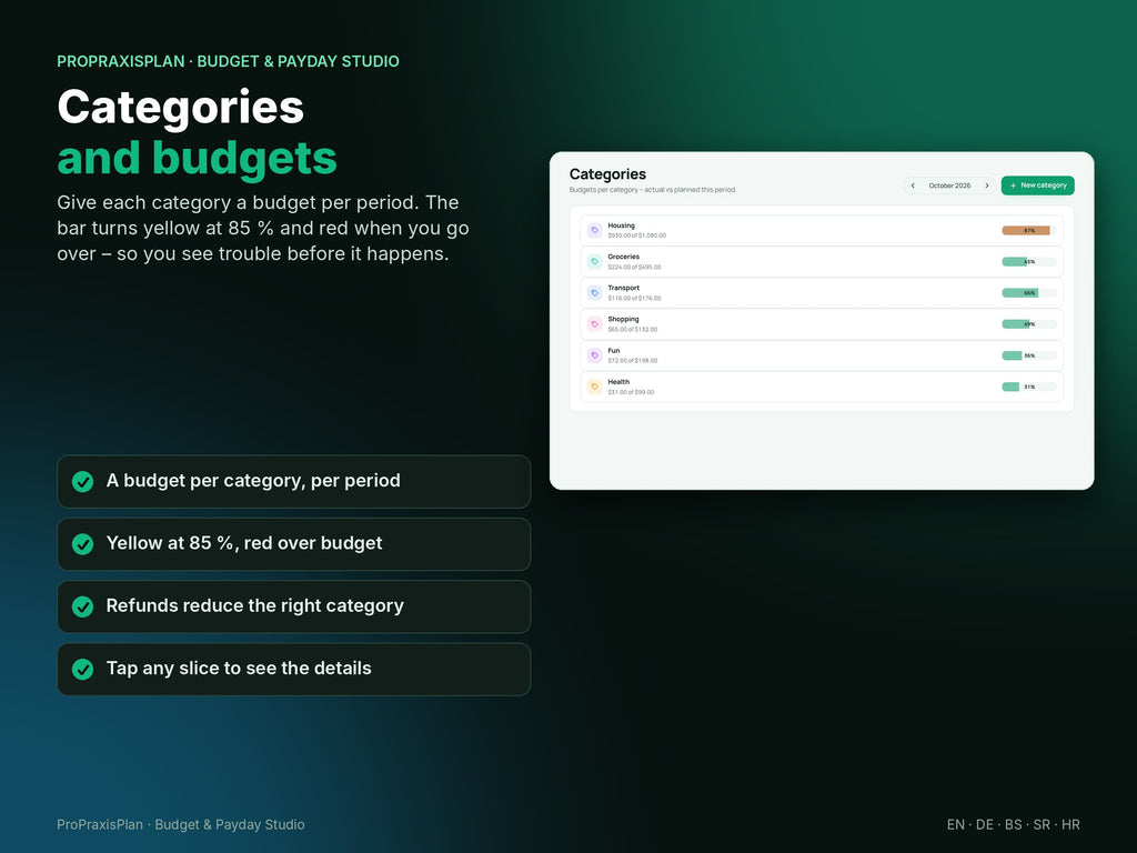 Budget & Payday Studio – categories and budgets