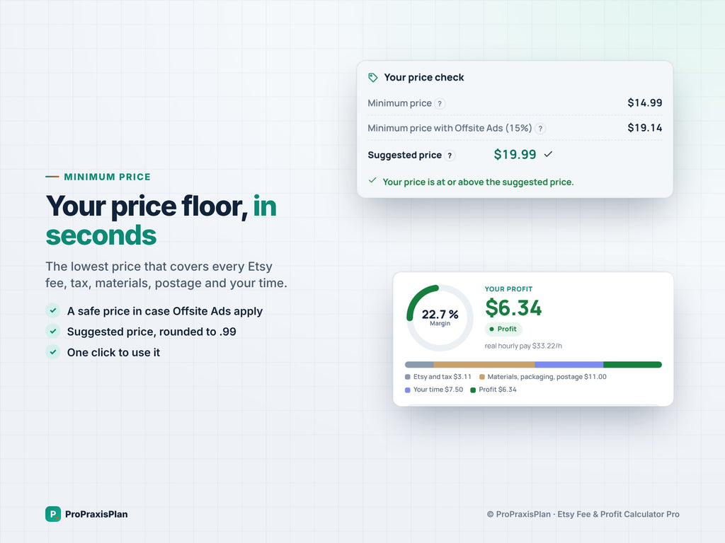 Etsy Pricing Calculator Pro – your minimum price in seconds