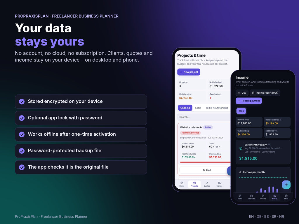 Freelancer Business Planner – your data stays yours