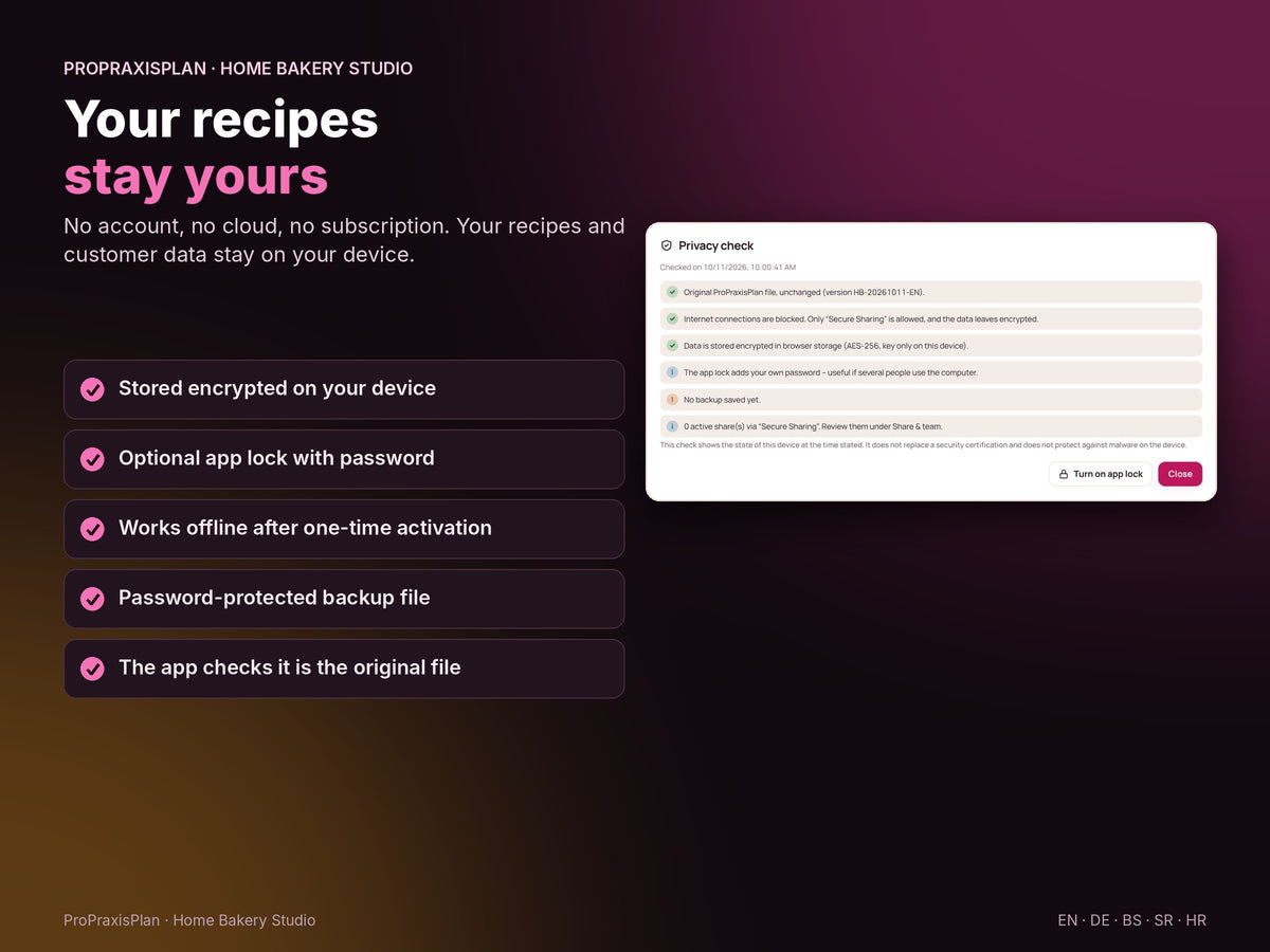 Home Bakery Studio – your recipes stay yours