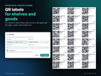 QR labels for shelves and goods on A4 sheets