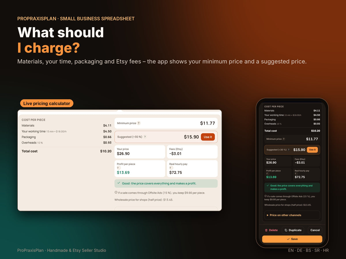 Seller Studio – pricing calculator: what should I charge?