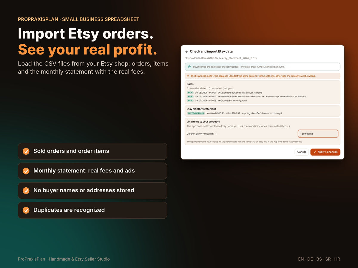 Seller Studio – import Etsy orders and see your real profit