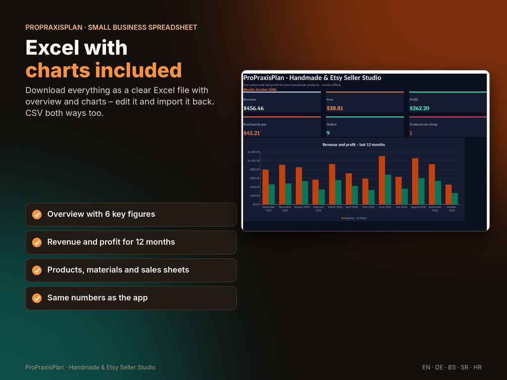 Seller Studio – Excel with charts included