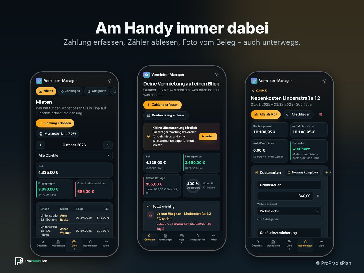 Vermieter-Manager – Am Handy immer dabei