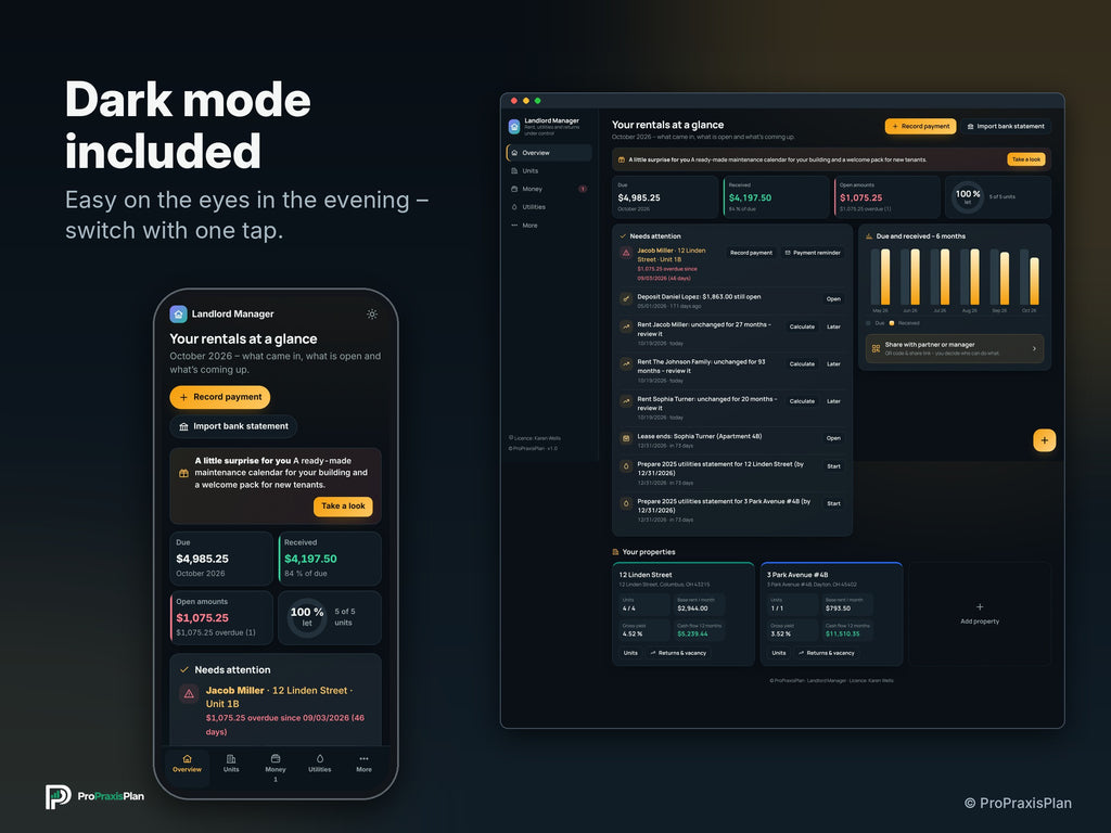 Landlord Manager – Dark mode included