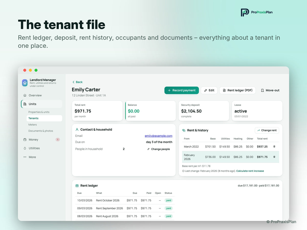 Landlord Manager – The tenant file