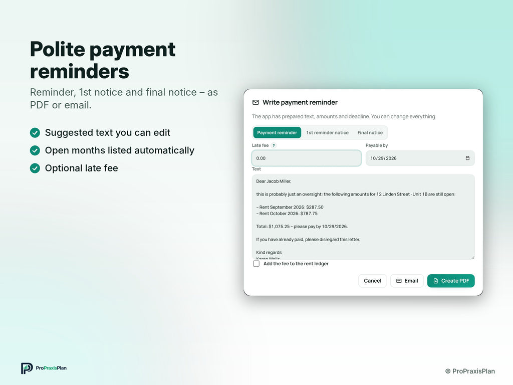 Landlord Manager – Polite payment reminders