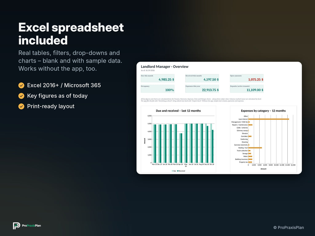 Landlord Manager – Excel spreadsheet included
