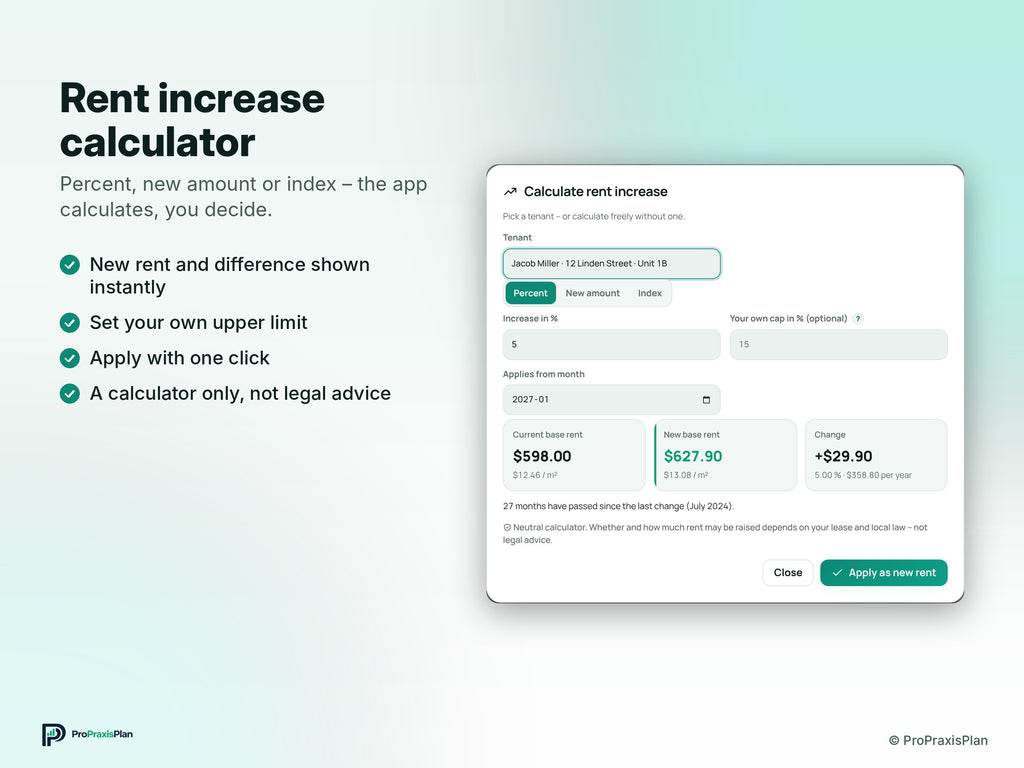 Landlord Manager – Rent increase calculator