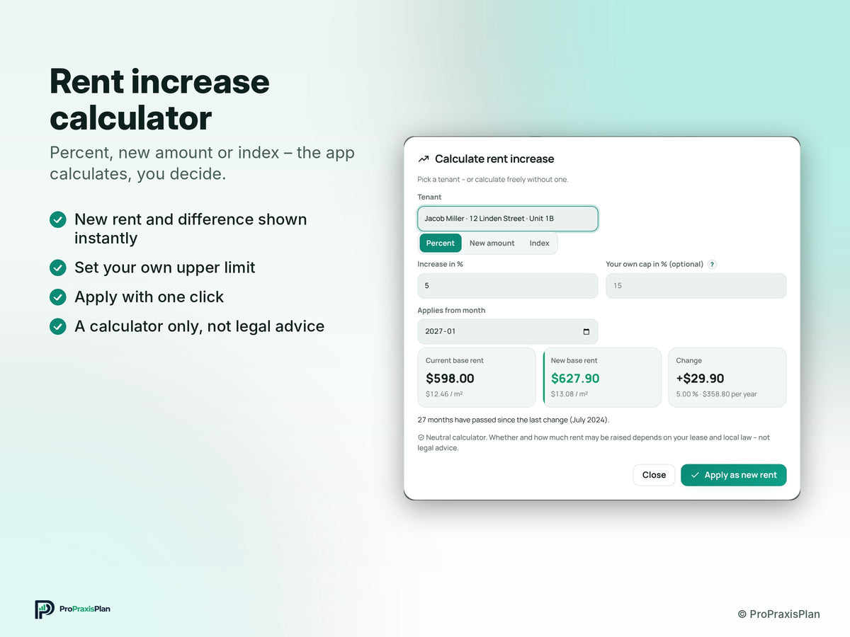 Landlord Manager – Rent increase calculator