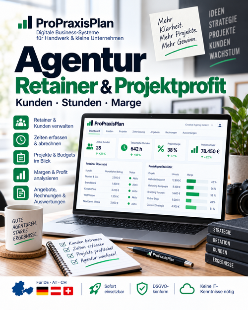Agentur Retainer & Projektprofit Pro DACH – Kunden, Stunden und Marge