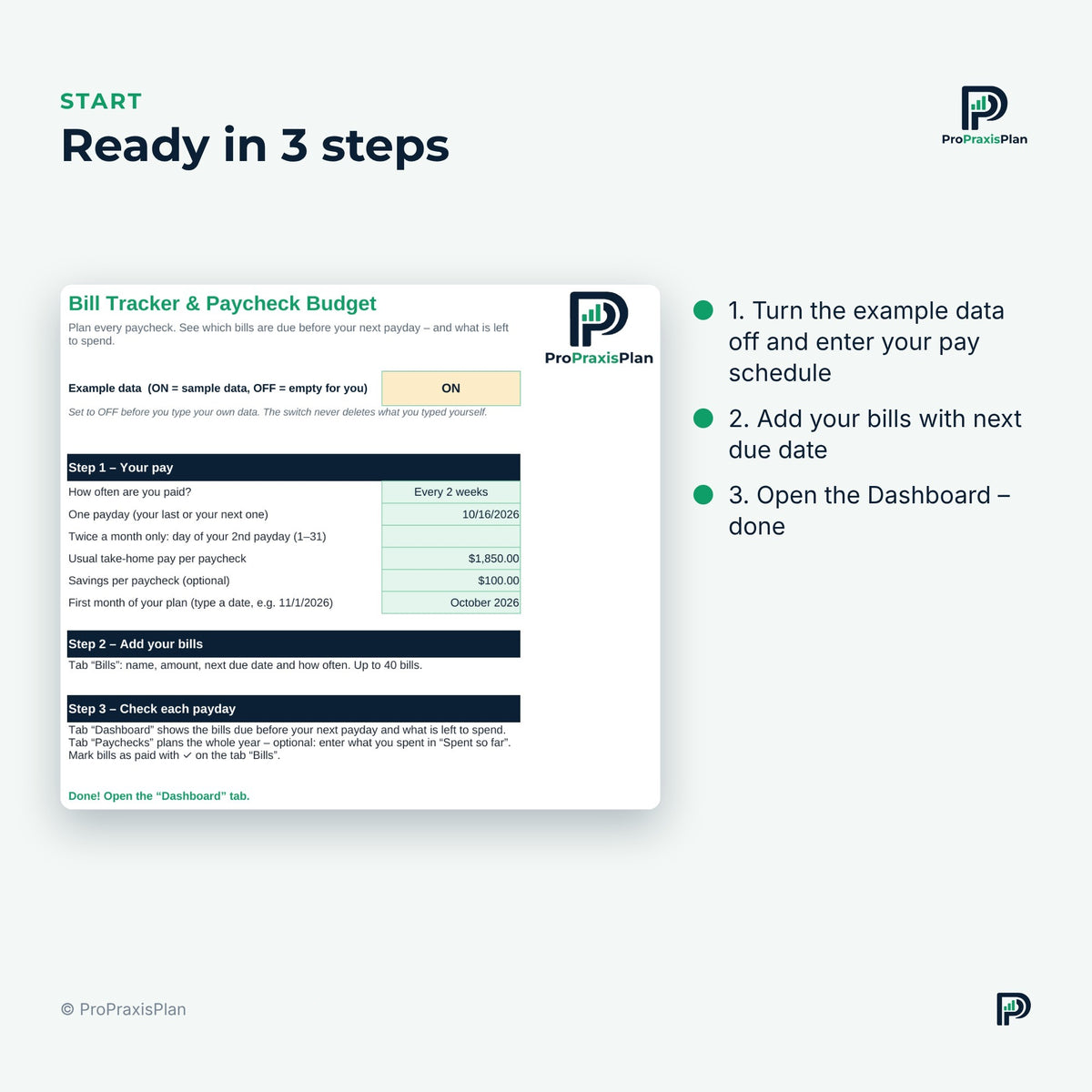 Bill Tracker – ready in 3 steps