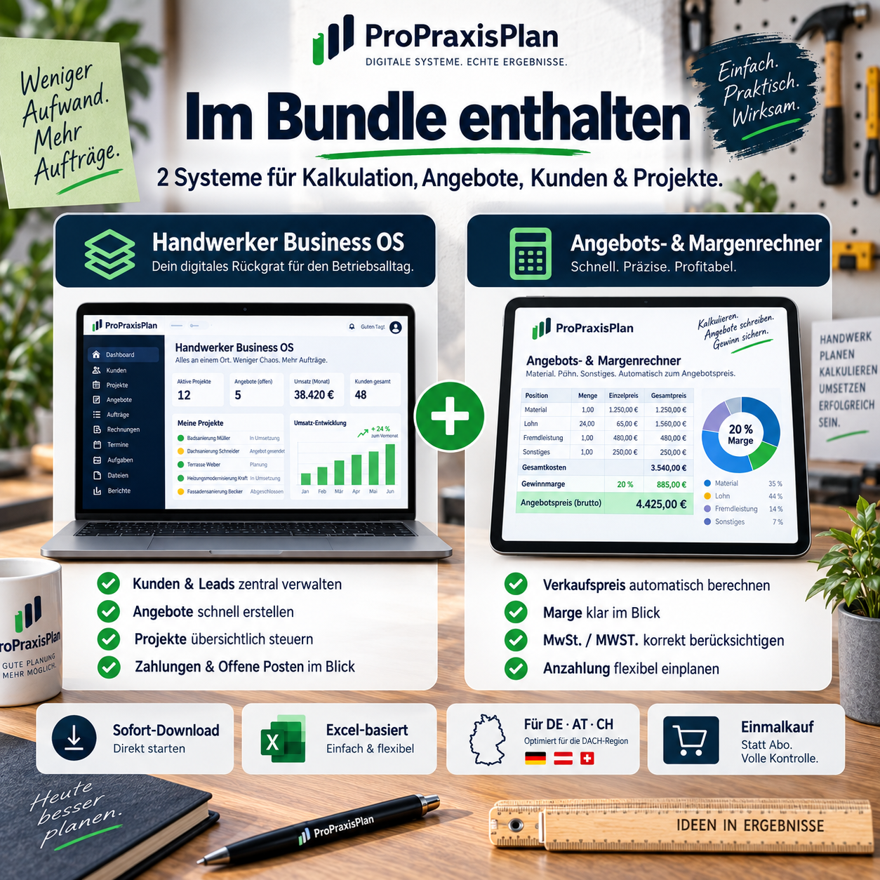 Im Business Starter Bundle enthalten – Handwerker Business OS und Angebots- & Margenrechner