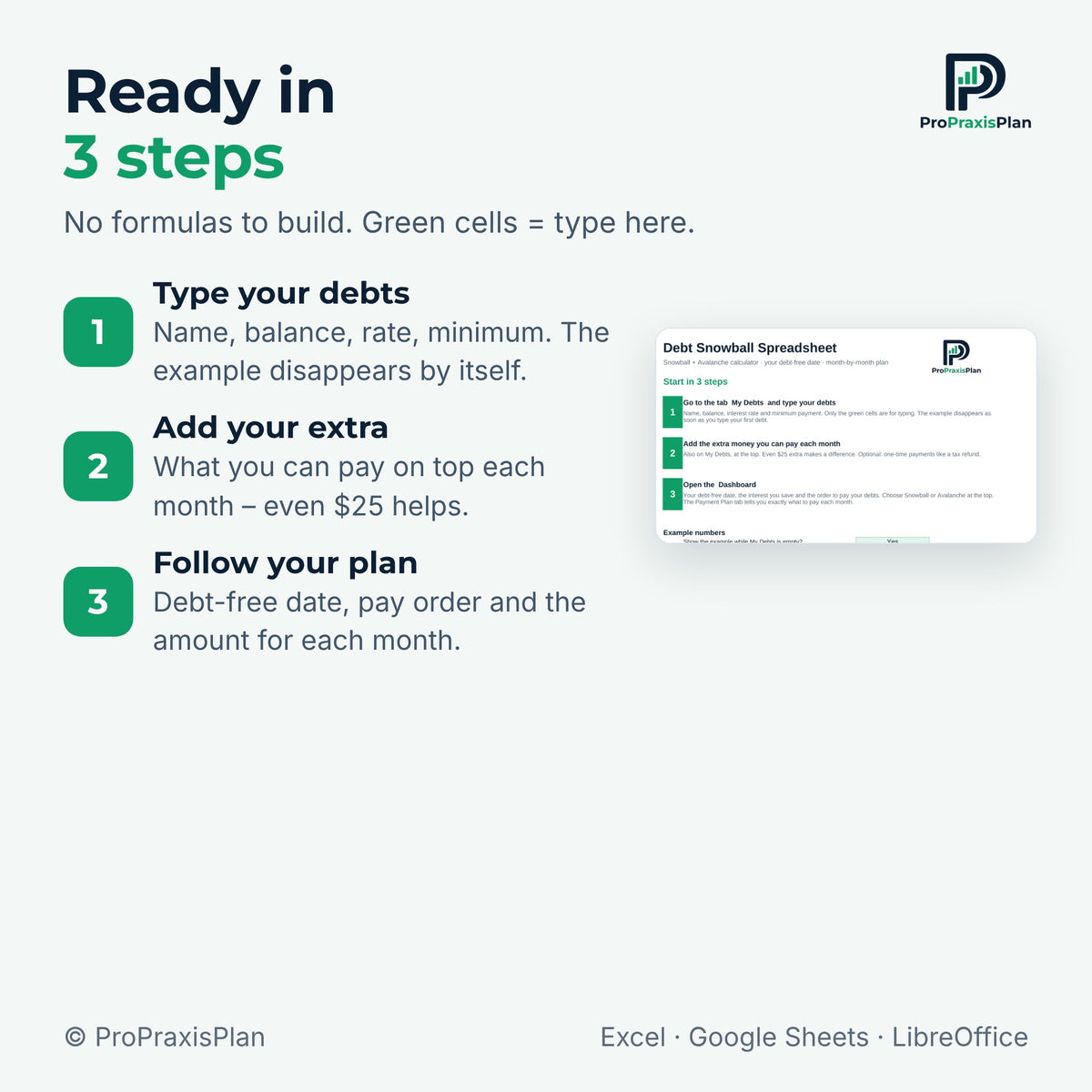 Debt Snowball Spreadsheet – ready in 3 steps