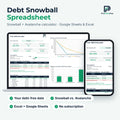Debt Snowball Spreadsheet for Excel and Google Sheets on laptop and phone