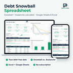 Debt Snowball Spreadsheet for Excel and Google Sheets on laptop and phone