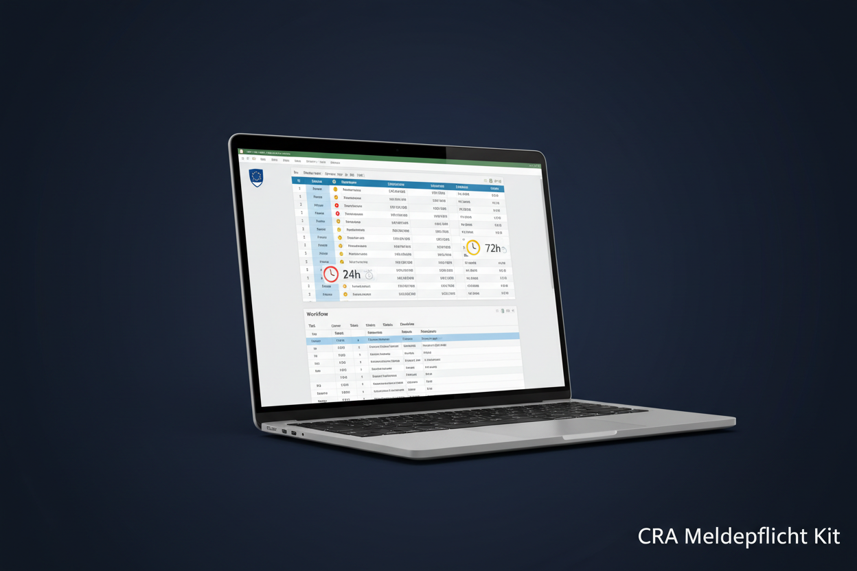CRA Meldepflicht & Incident Response Kit – Dashboard-Vorschau mit 24h/72h-Fristen