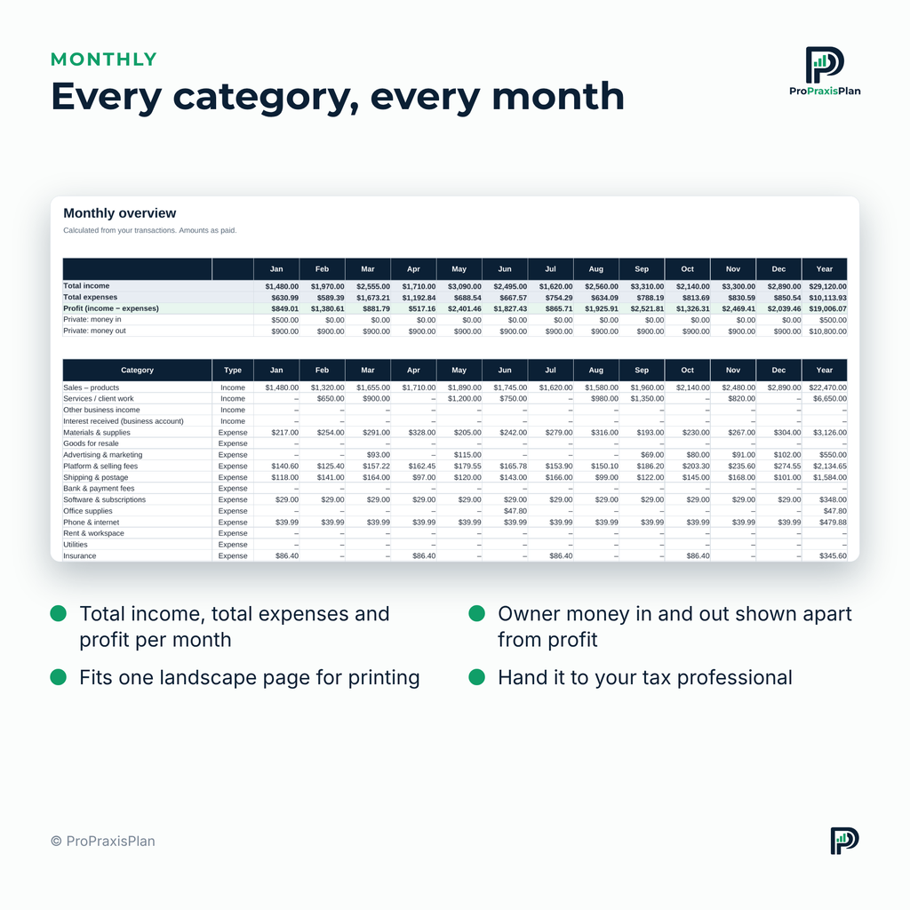 Income & Expense Tracker – every category, every month