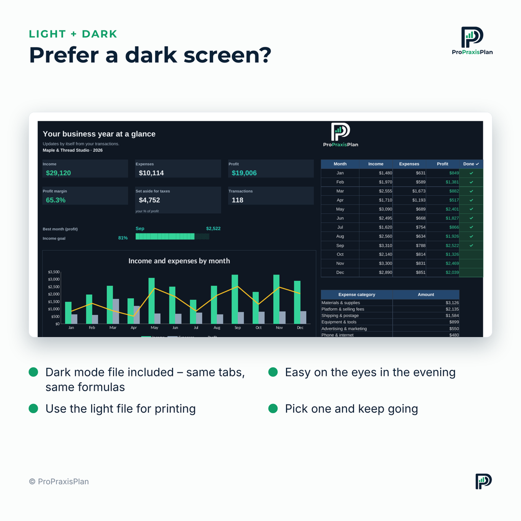 Income & Expense Tracker – light and dark design