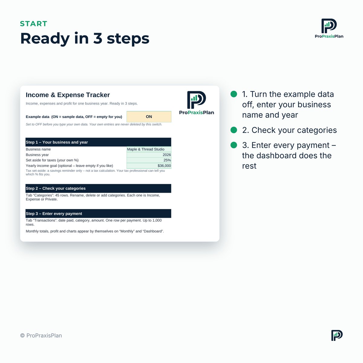 Income & Expense Tracker – ready in 3 steps