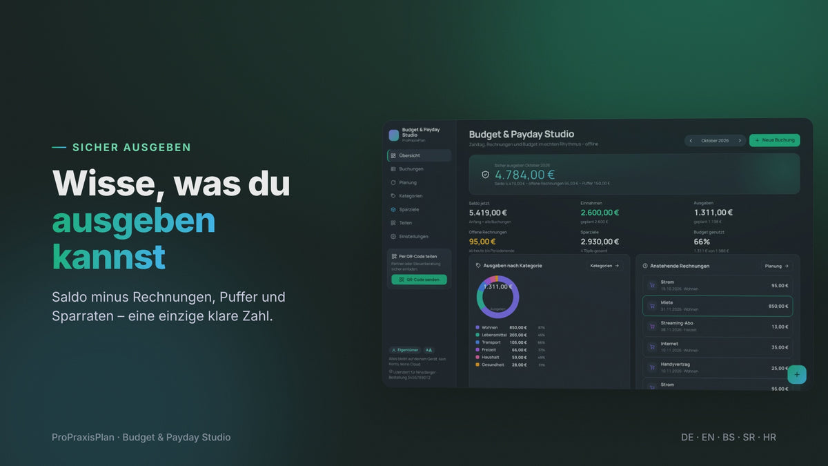Budget & Payday Studio im Video: Budget nach Zahltag, Rechnungen und Sparziele