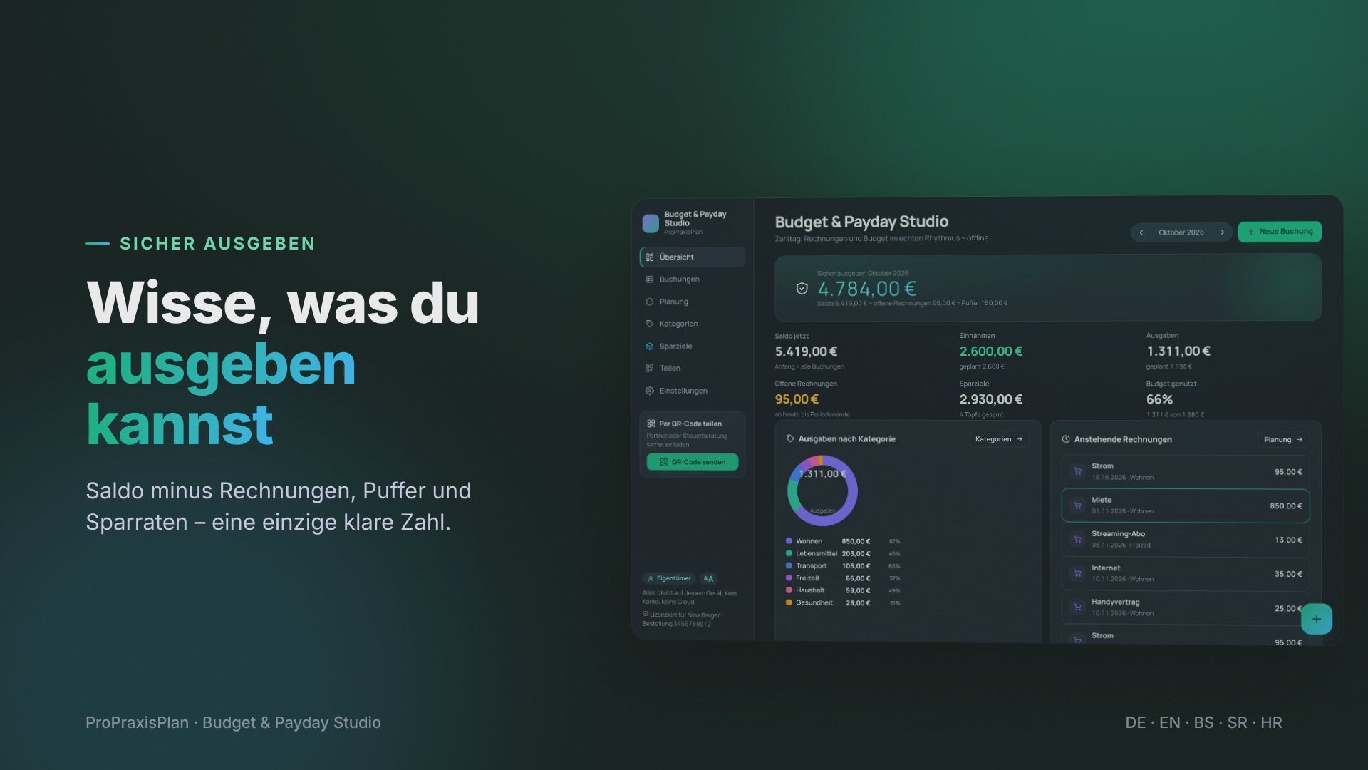Budget & Payday Studio im Video: Budget nach Zahltag, Rechnungen und Sparziele