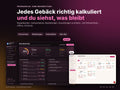 Home-Bäckerei Studio – jedes Gebäck richtig kalkuliert, heller und dunkler Modus