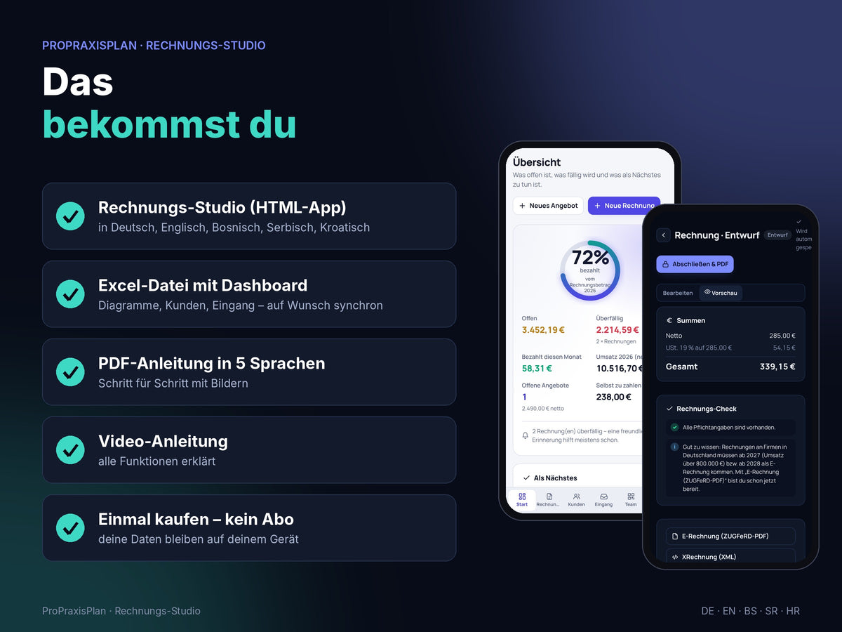 Sadržaj: aplikacija, Excel, PDF upute i video na 5 jezika